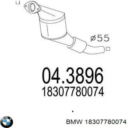 Конвертор-каталізатор (каталітичний нейтралізатор) BMW 18307780074 ціна, від 194.29 USD