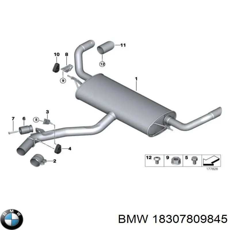 18307809845 BMW Глушник, задня частина