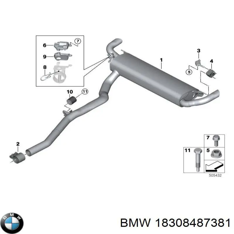Вихлопна труба BMW 18308487381 ціна, від 886.85 USD