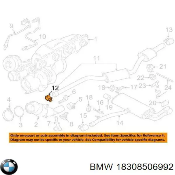 Кронштейн/хомут глушника, передній BMW 18308506992