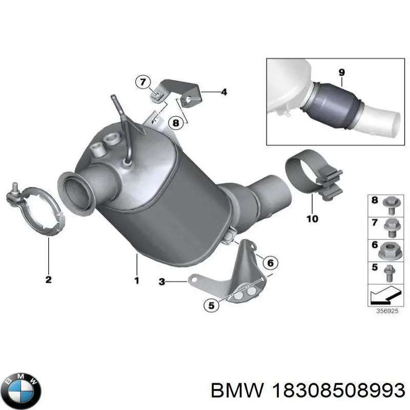 Фільтр системи відпрацьованих газів BMW 18308508993 ціна, від 318.99 USD