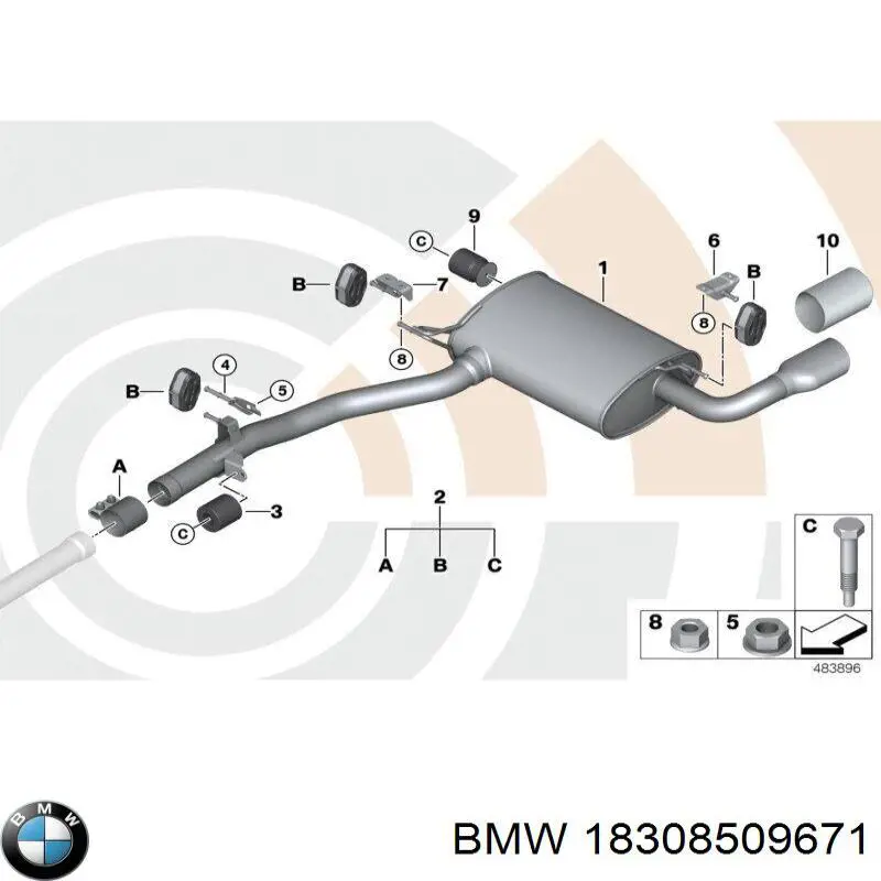 Патрубок глушника від середньої до задньої частини на BMW X3 (F25)