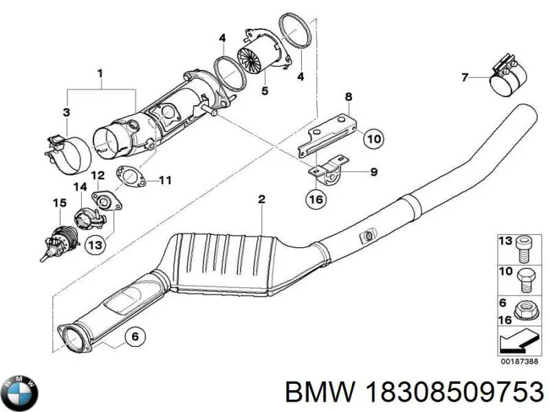 Купити 18308509753 BMW Глушник, передня частина