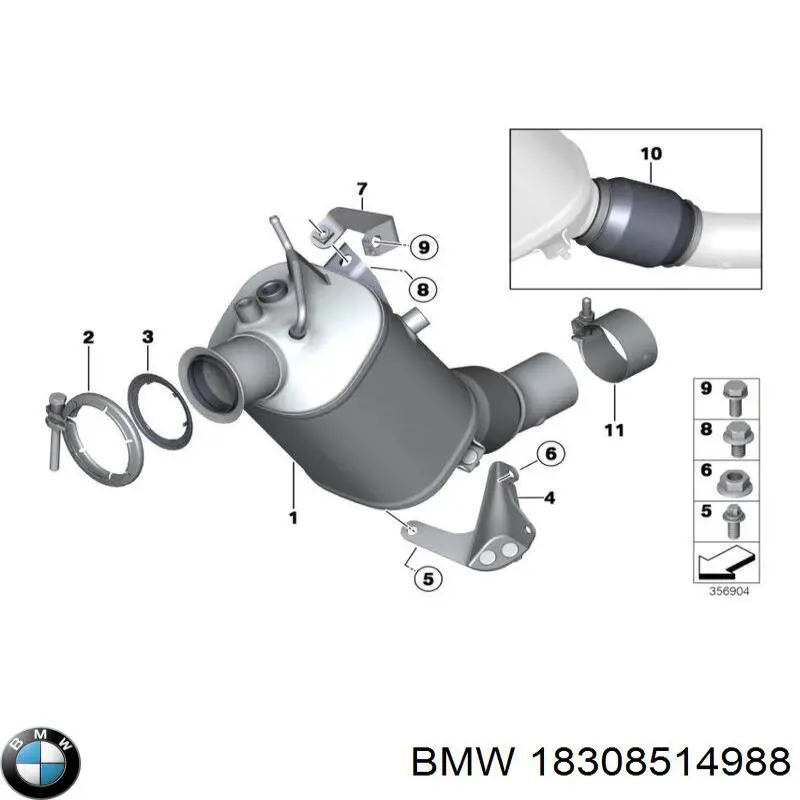 Фільтр системи відпрацьованих газів BMW 18308514988 ціна, від 440.25 USD