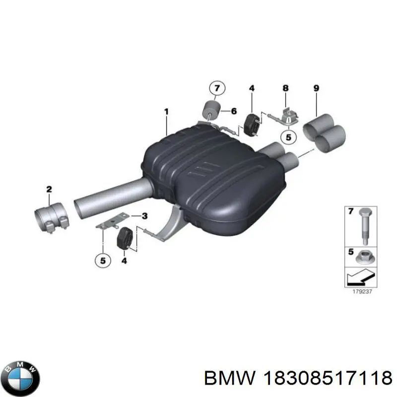 18308517118 BMW Глушник, задня частина