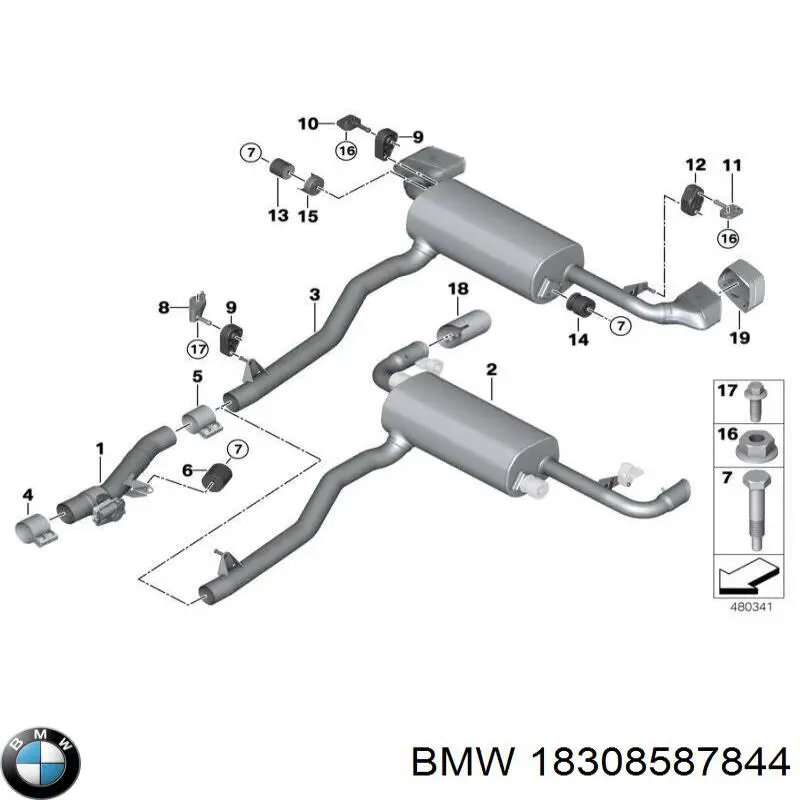 Вихлопна труба BMW 18309887665 ціна, від 443.31 USD