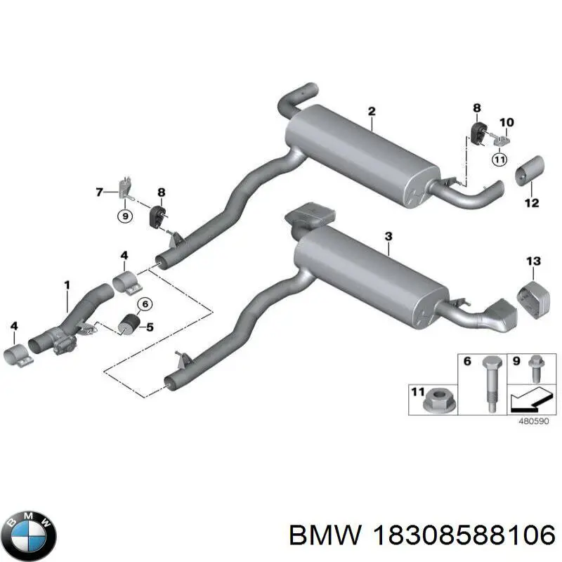 Вихлоп BMW 18308588106 ціна, від 373.75 USD