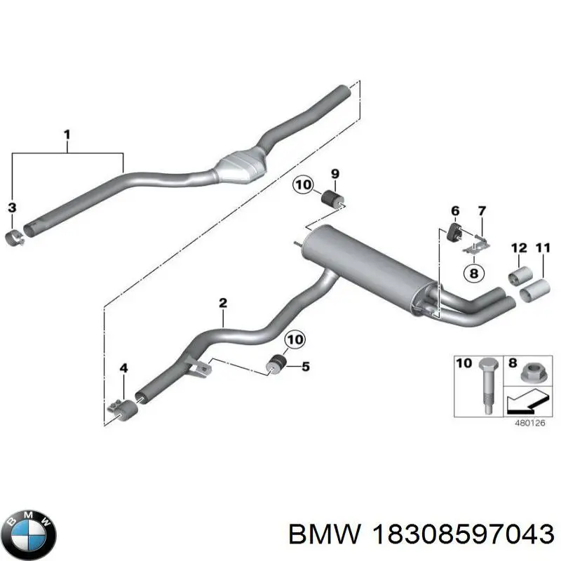 Вихлопна труба BMW 18308597043 ціна, від 138.89 USD