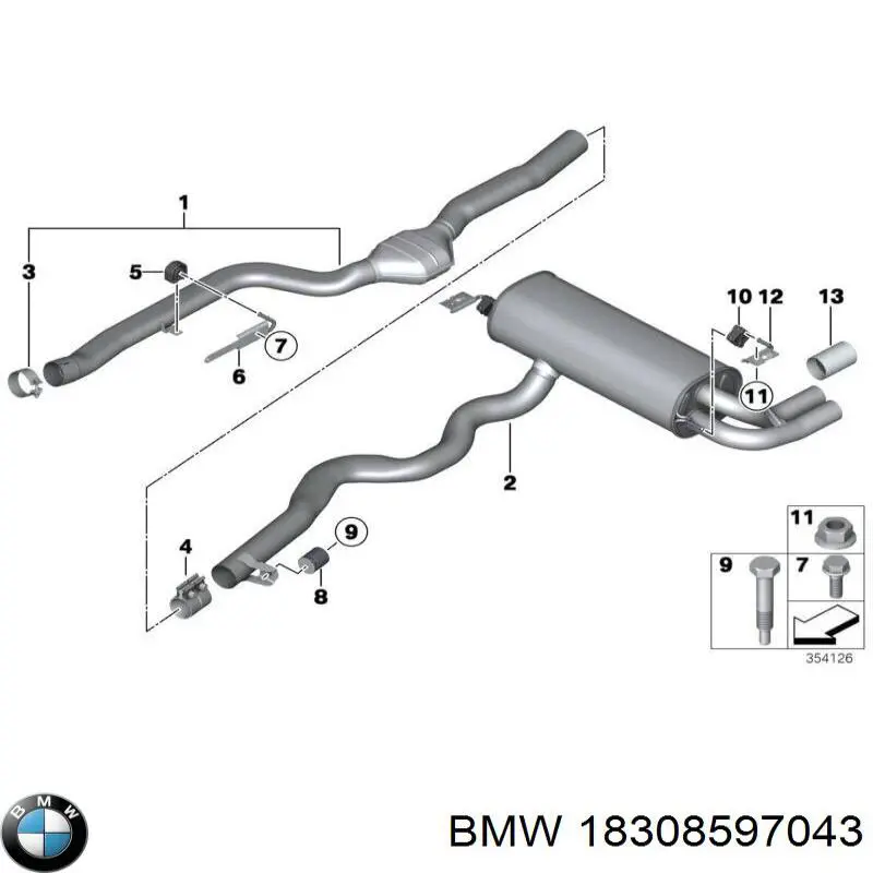 18308597043 BMW Глушник, задня частина
