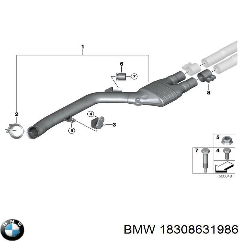 Кронштейн/хомут глушника, задній 18308631986 BMW