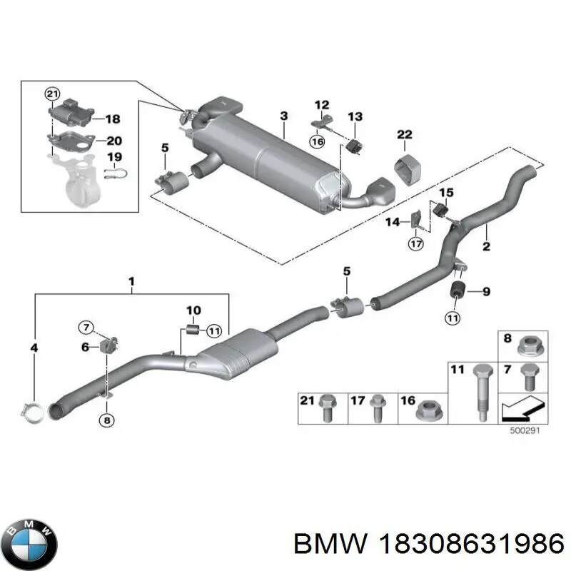 Купити 18308631986 BMW З'єднувач вихлопної задній
