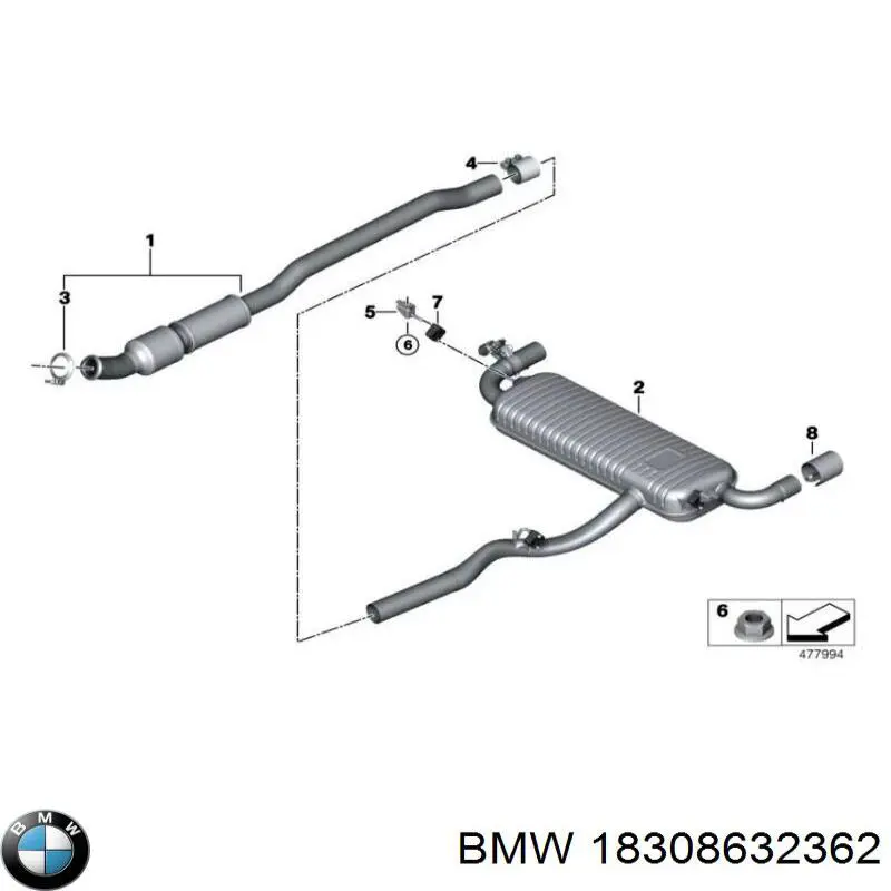 Монтажні елементи задні випускної системи на BMW X1 (F48)