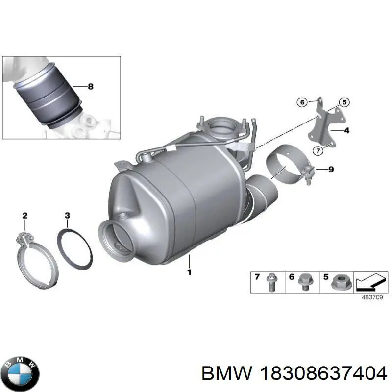 Кронштейн/хомут глушника, задній 18308637404 BMW