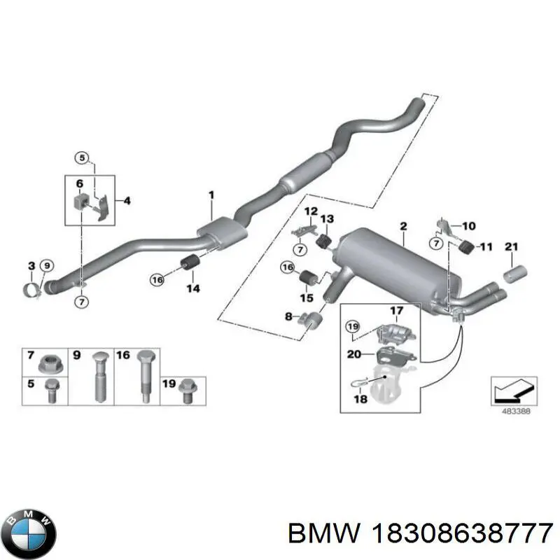 Вихлопна труба BMW 18308638777 ціна, від 88.66 USD