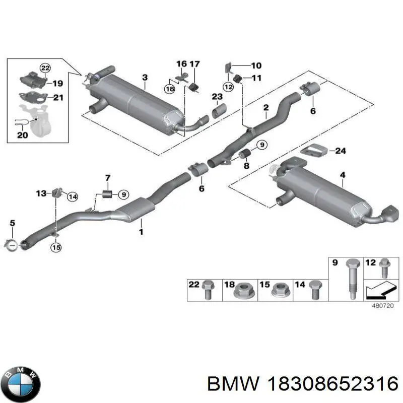 Глушник, передня частина BMW 18308652316 ціна, від 301.57 USD