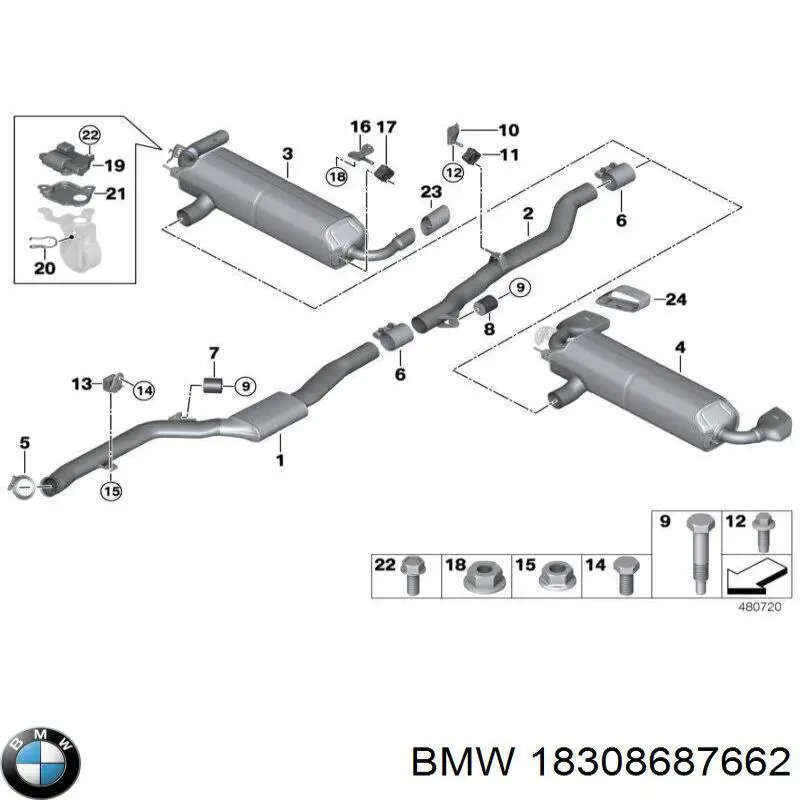 Глушник BMW 18308687662 ціна, від 126.66 USD
