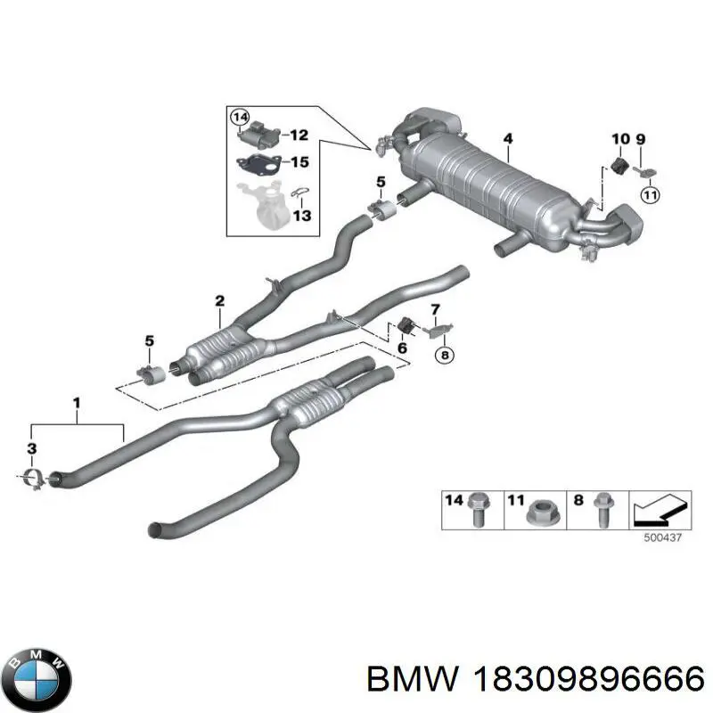 Вихлопна труба BMW 18309896666 ціна, від 886.60 USD