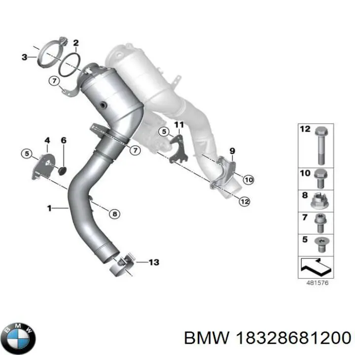 18328681200 BMW Конвертор-каталізатор, правий