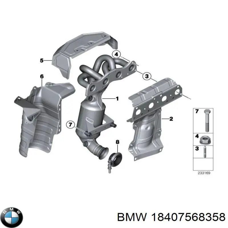 Конвертор-каталізатор (каталітичний нейтралізатор) BMW 18407568358 ціна, від 179.50 USD