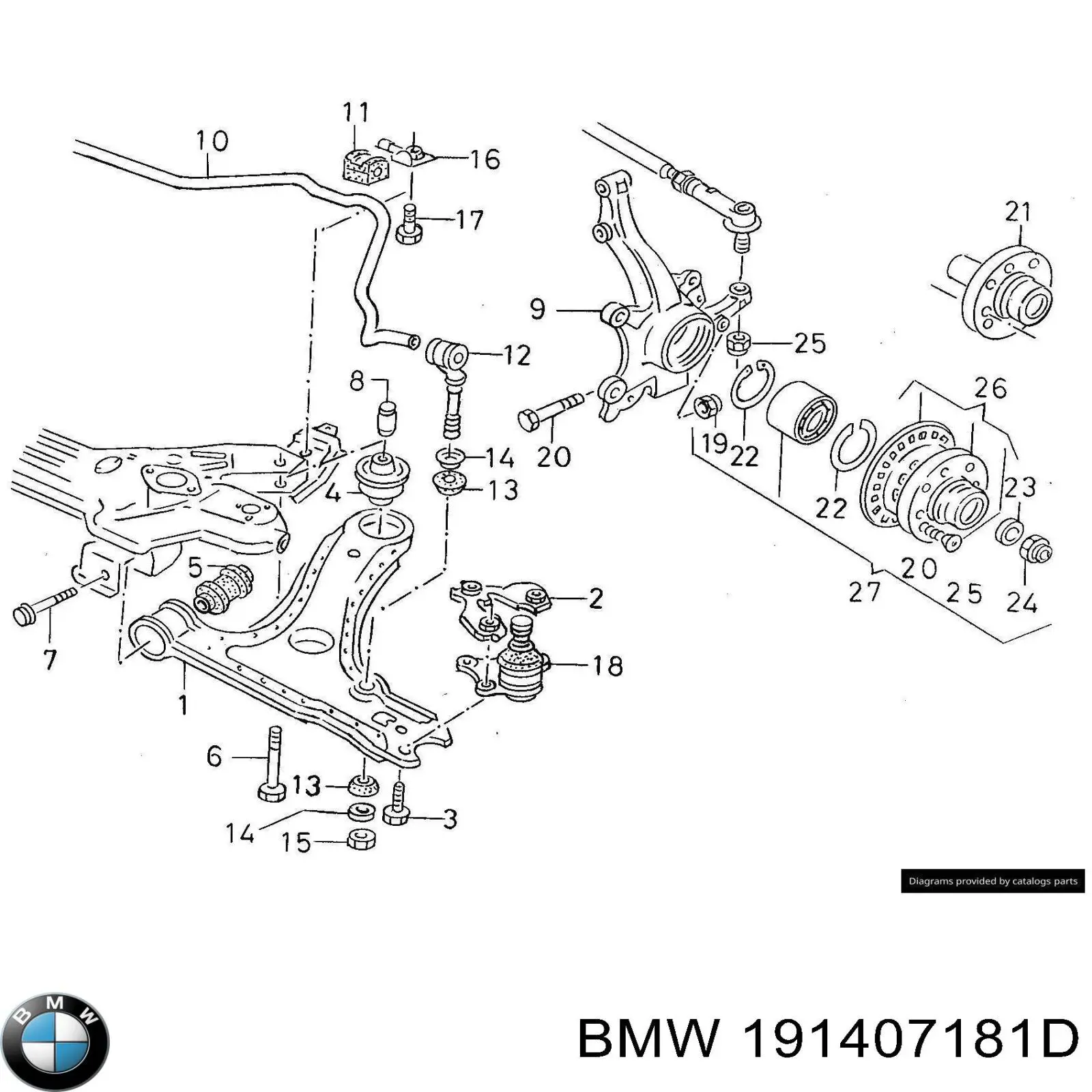 Сайлентблок переднього нижнього важеля 191407181D BMW