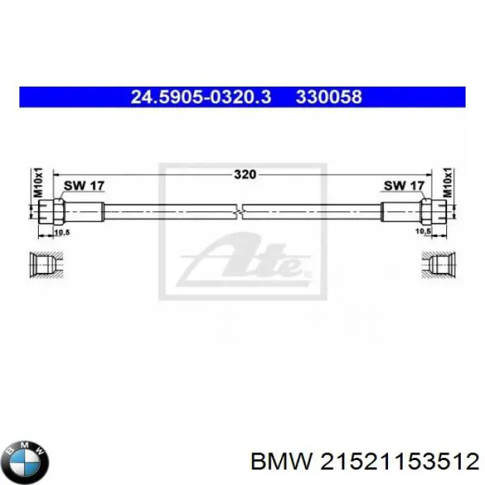 Шланг зчеплення BMW 21521153512 ціна, від 141.76 USD