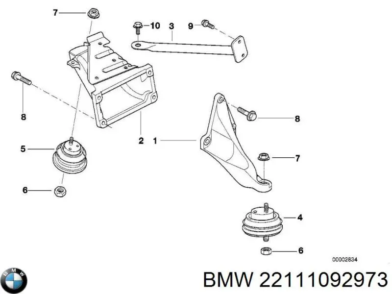 Кронштейн подушки (опори) двигуна, лівої BMW 22111092973 ціна, від 11.11 USD