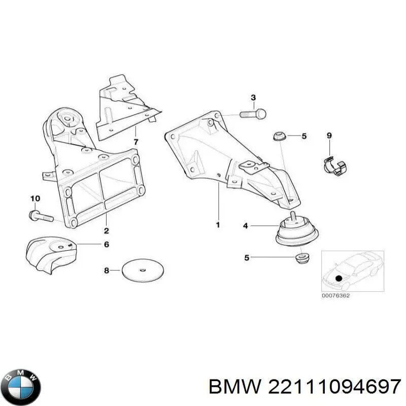 21111094697 BMW кронштейн подушки (опори двигуна, лівої)