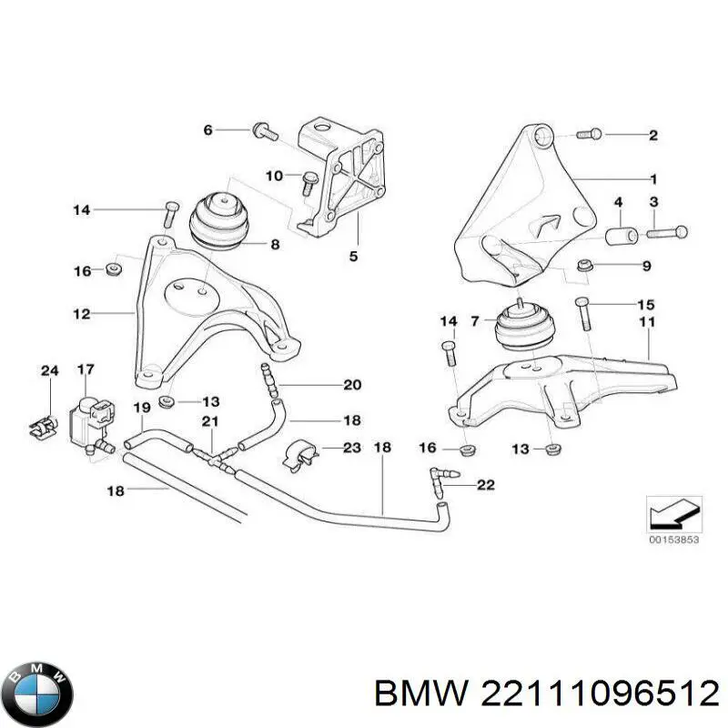 Купити 22111096512 BMW Подушка (опора) двигуна, права