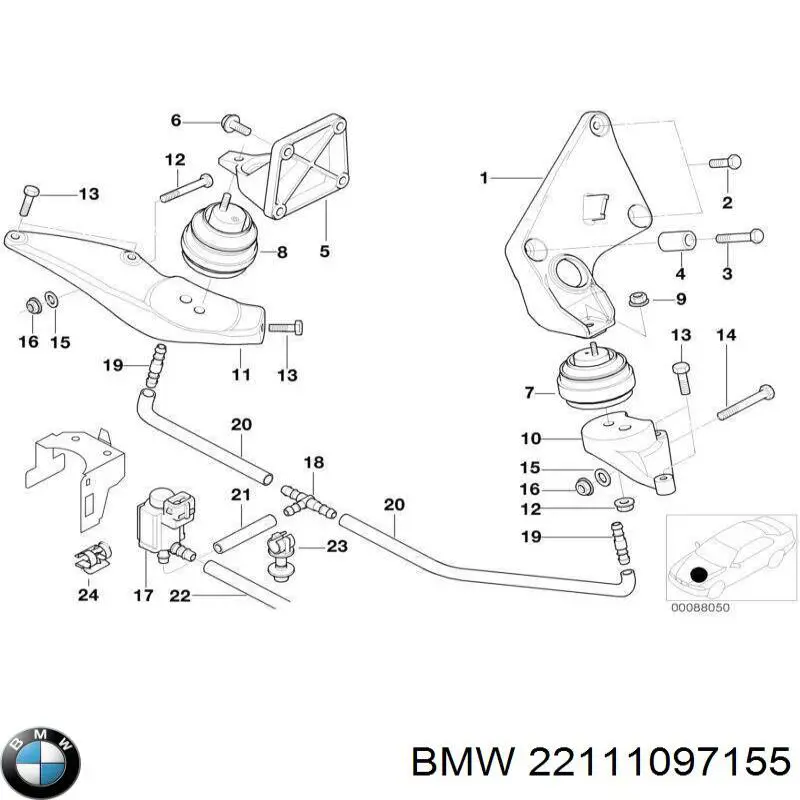 22111097155 BMW подушка (опора двигуна, ліва)
