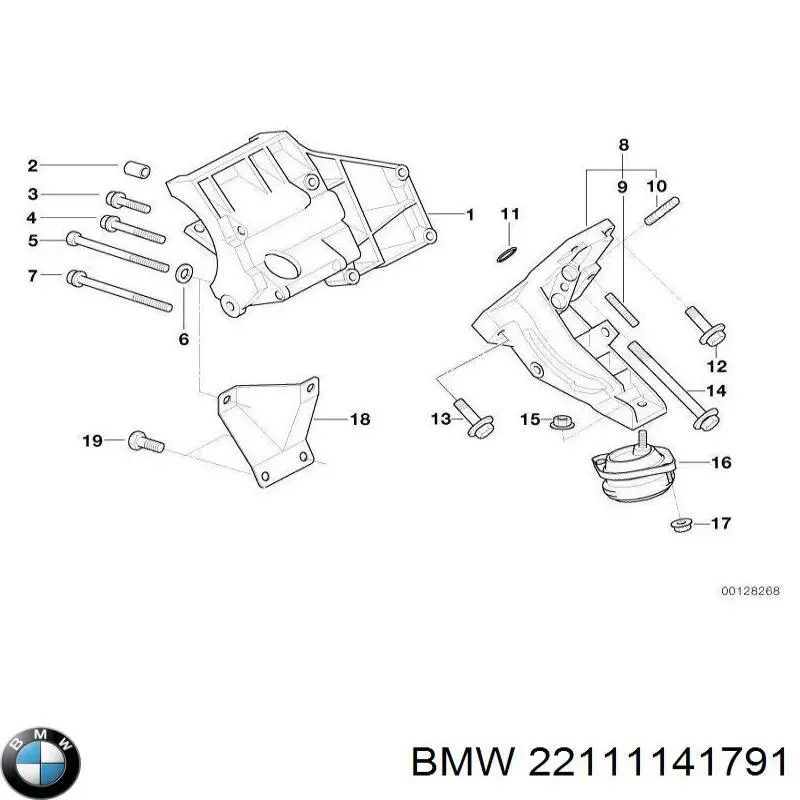 Подушка (опора) двигуна, ліва 22111141791 BMW