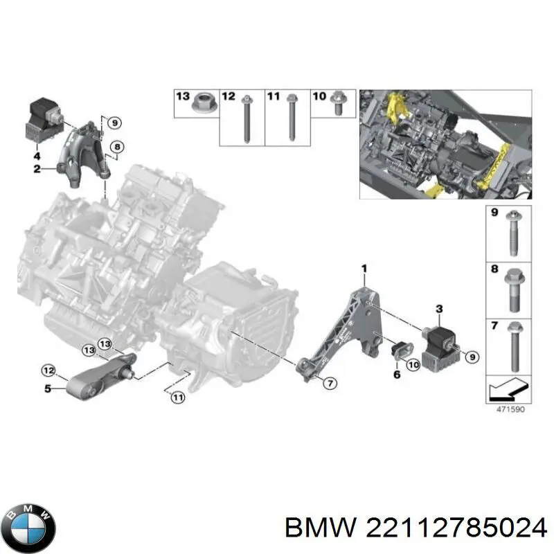 Права подушка двигуна BMW 22116878940 ціна, від 161.10 USD