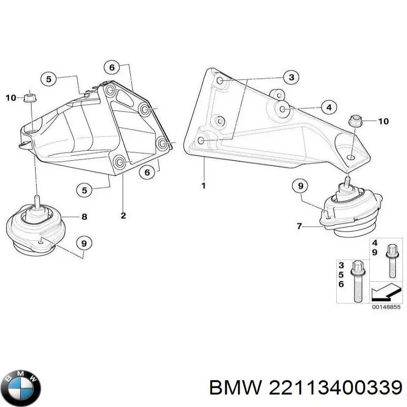 22113400339 BMW подушка (опора двигуна, ліва)
