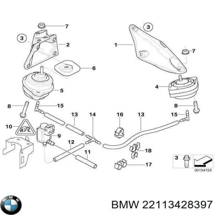 Ліва подушка двигуна BMW 22113428397 ціна, від 76.00 USD