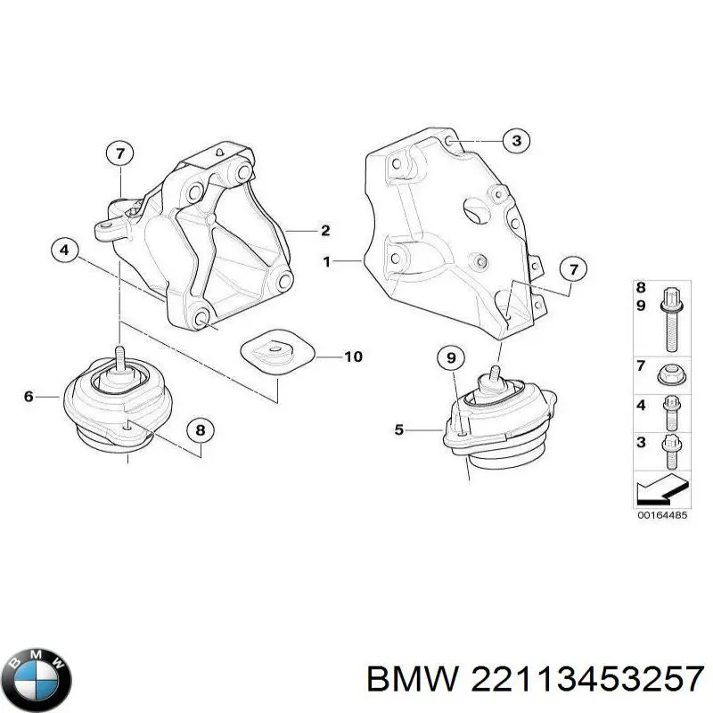 Права подушка двигуна BMW 22113453257 ціна, від 59.75 USD