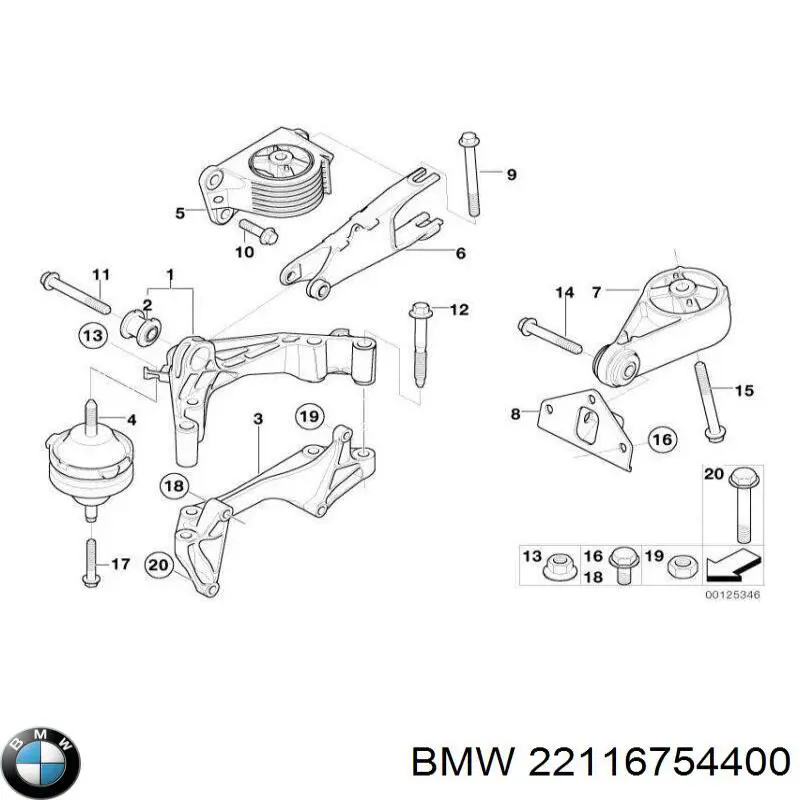 Подушка (опора) двигуна, передня 22116754400 BMW