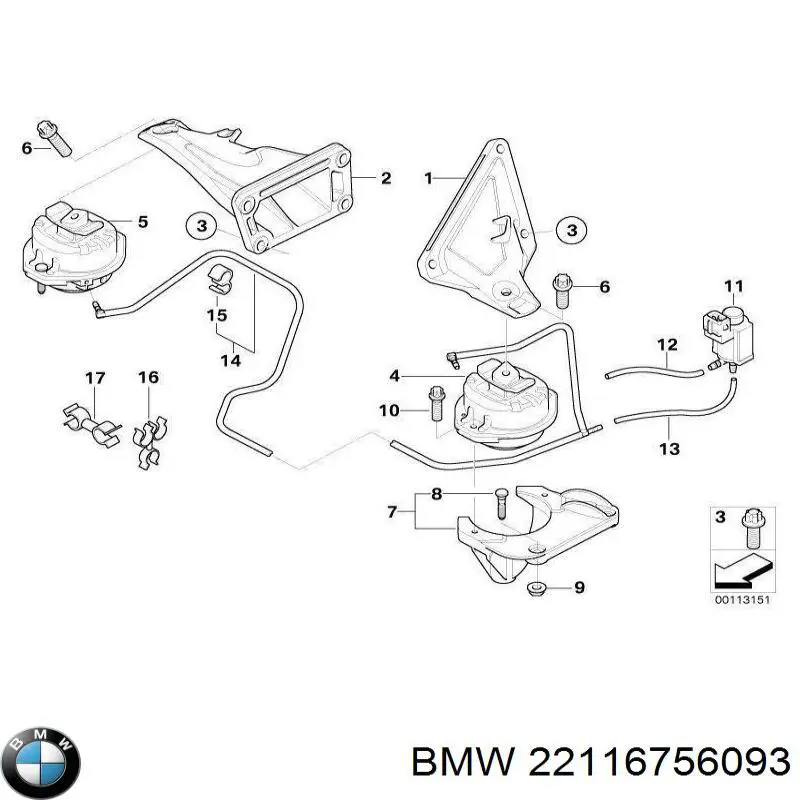 Купити 22116770795 BMW Подушка (опора) двигуна, ліва