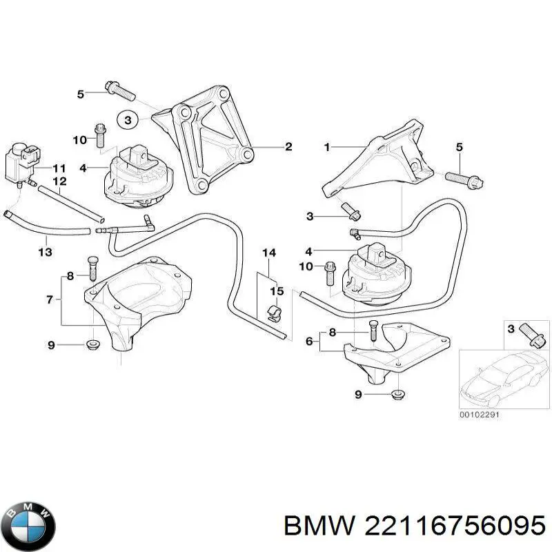 Підвіска двигуна (силового агрегату) на BMW 7 (E65, E66, E67)