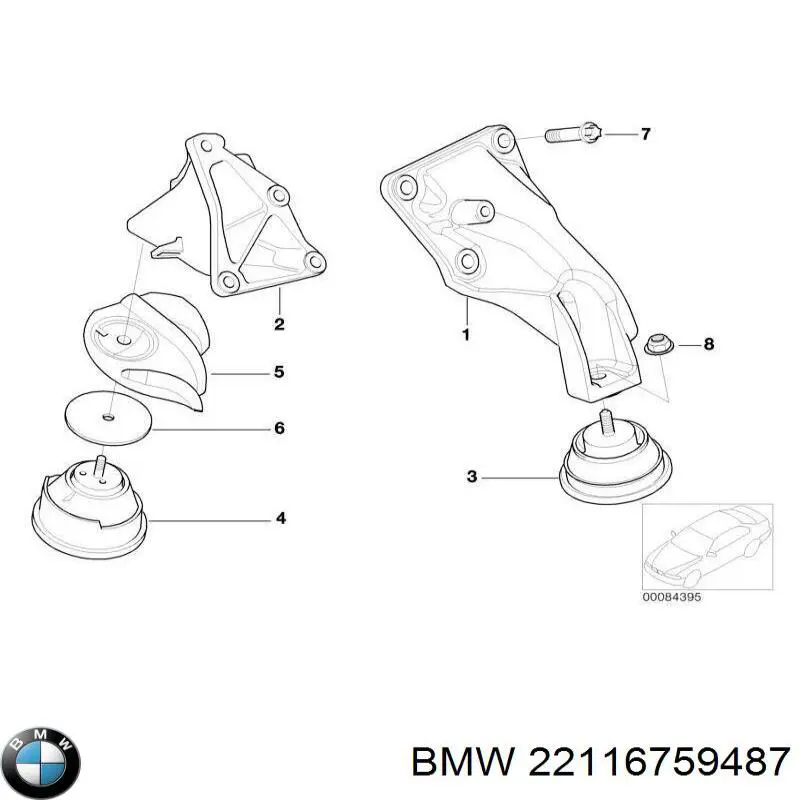 Кронштейн подушки (опори) двигуна, лівої 22116759487 BMW