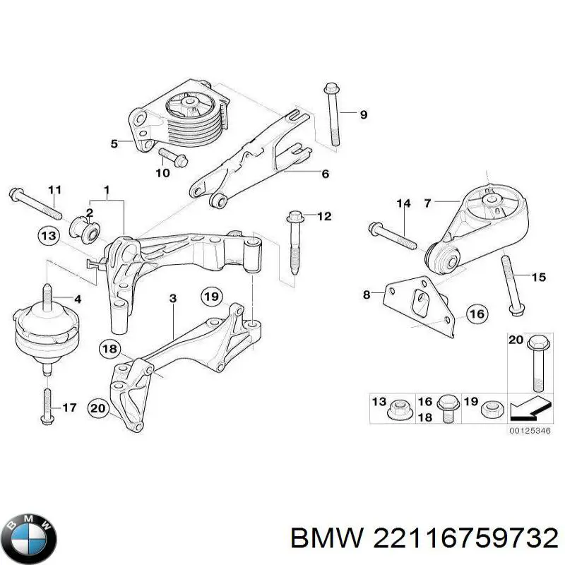 Подушка (опора) двигуна, передня BMW 22116759732 ціна, від 38.04 USD