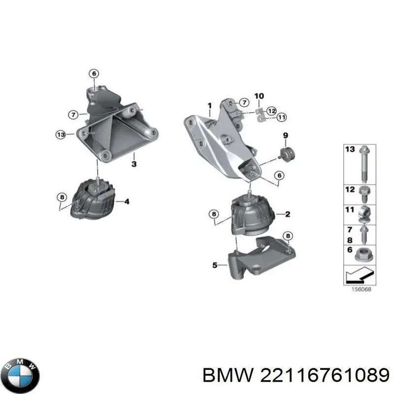 22116761089 BMW подушка (опора двигуна, ліва)
