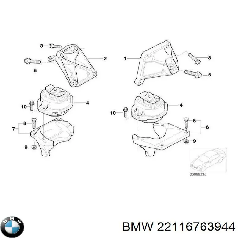 Купити 22116770790 BMW Подушка (опора) двигуна, ліва