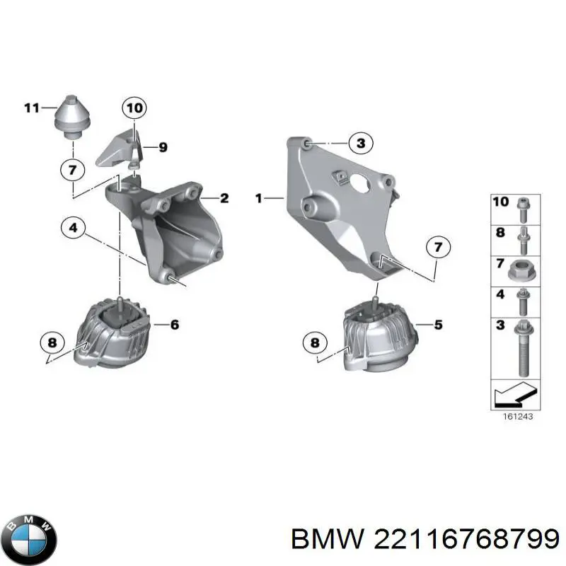 Подушка (опора) двигуна, ліва 22116768799 BMW