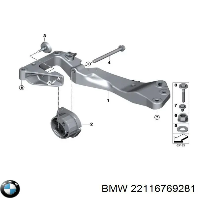 22116769281 BMW балка кріплення коробки передач