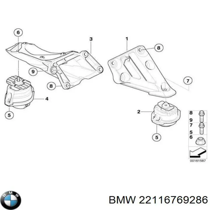 22116769286 BMW Права подушка мотора