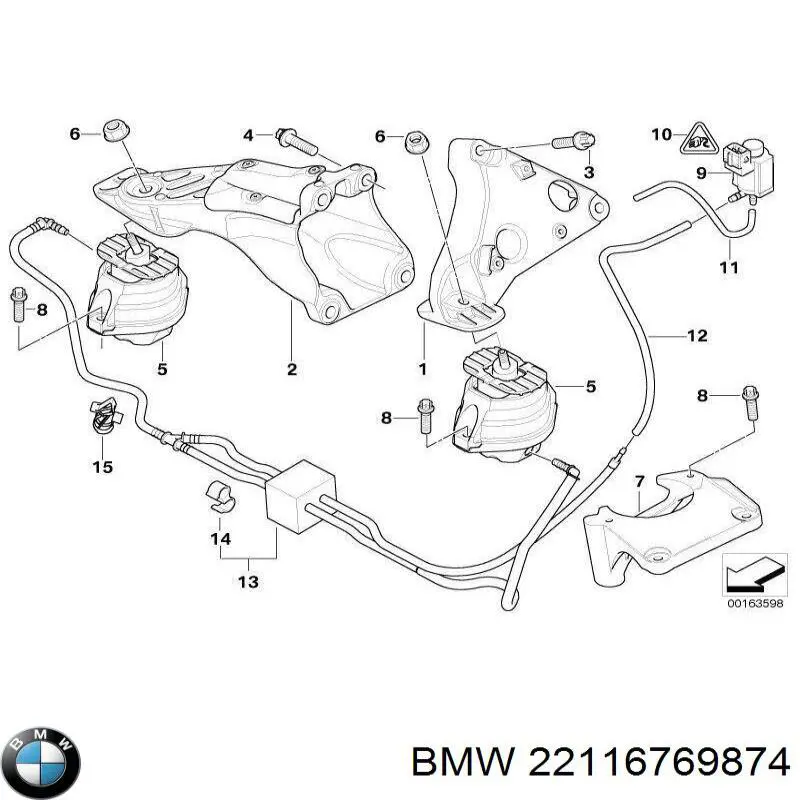 Купити 22116769874 BMW Подушка (опора) двигуна, права