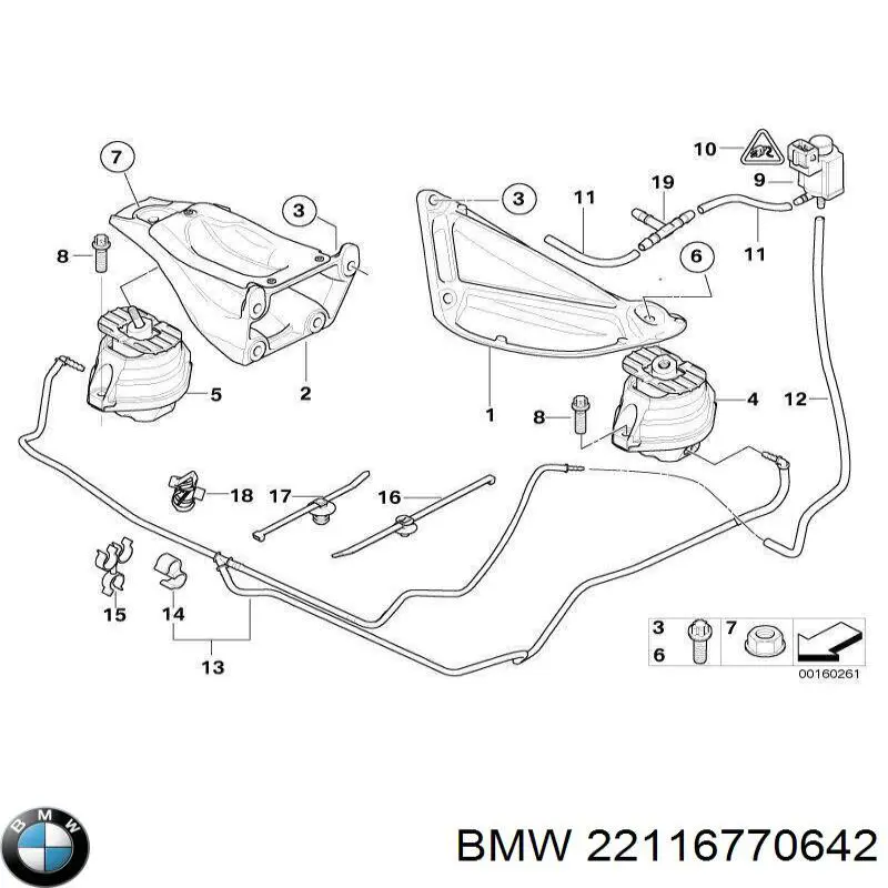 22116770642 BMW подушка (опора двигуна, права)