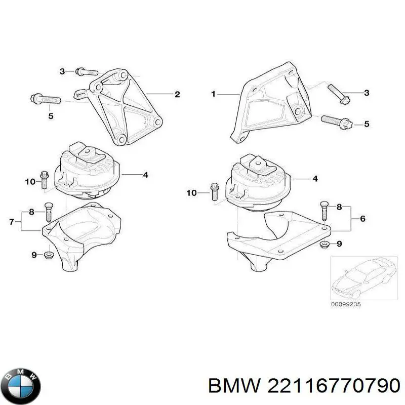 Ліва подушка двигуна BMW 22116770790 ціна, від 143.12 USD