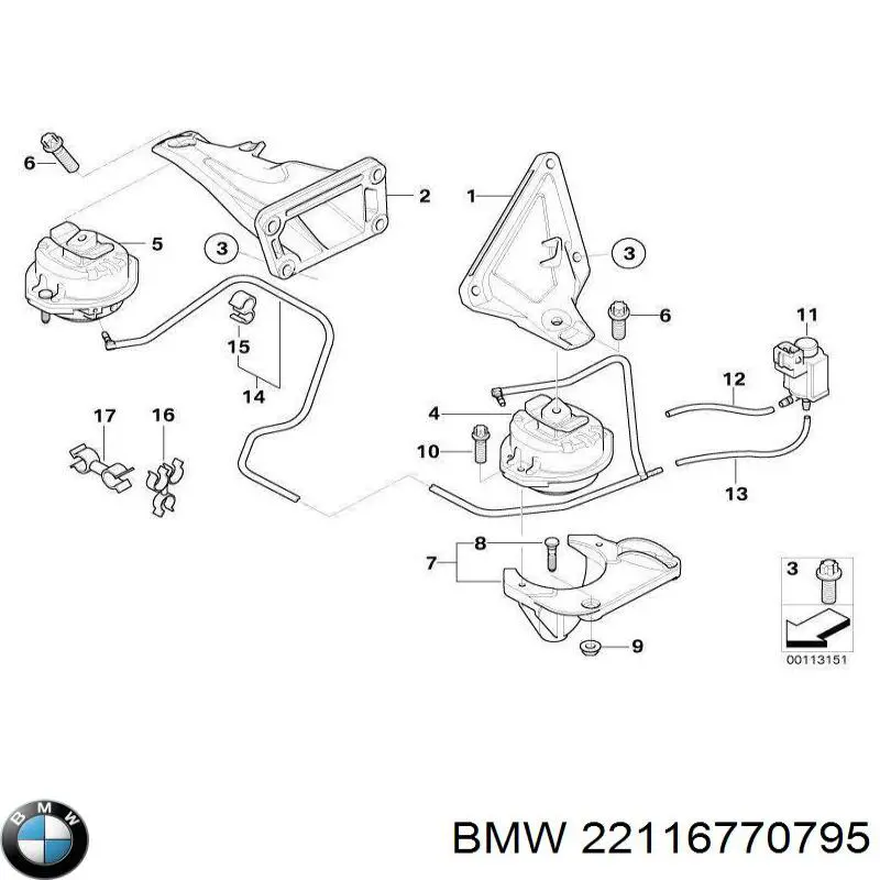 Ліва подушка двигуна BMW 22116770795 ціна, від 134.12 USD