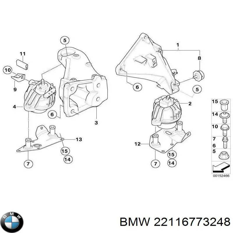 Права подушка двигуна BMW 22116773248 ціна, від 41.35 USD