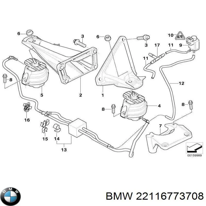 22116773708 BMW Трубка вакуумного підсилювача гальм